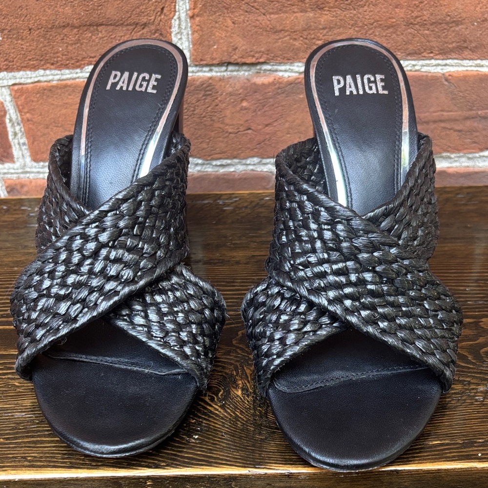 PAIGE Black Braided Heeled Sandals - Picture 2 of 9